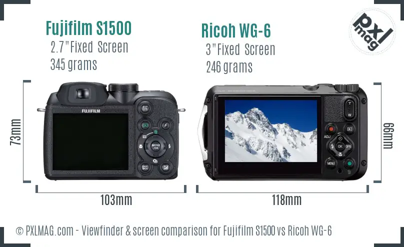 Fujifilm S1500 vs Ricoh WG-6 Screen and Viewfinder comparison Fujifilm S1500 vs Ricoh WG-6 Screen and Viewfinder comparison