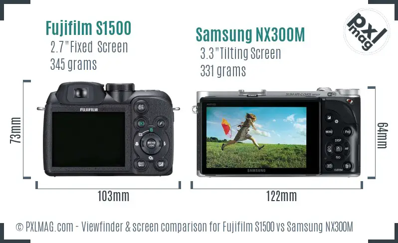 Fujifilm S1500 vs Samsung NX300M Screen and Viewfinder comparison Fujifilm S1500 vs Samsung NX300M Screen and Viewfinder comparison