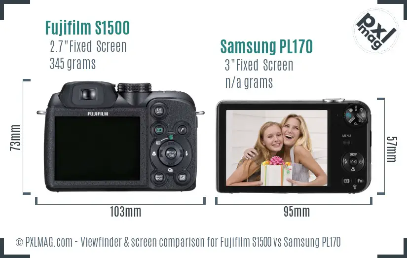 Fujifilm S1500 vs Samsung PL170 Screen and Viewfinder comparison