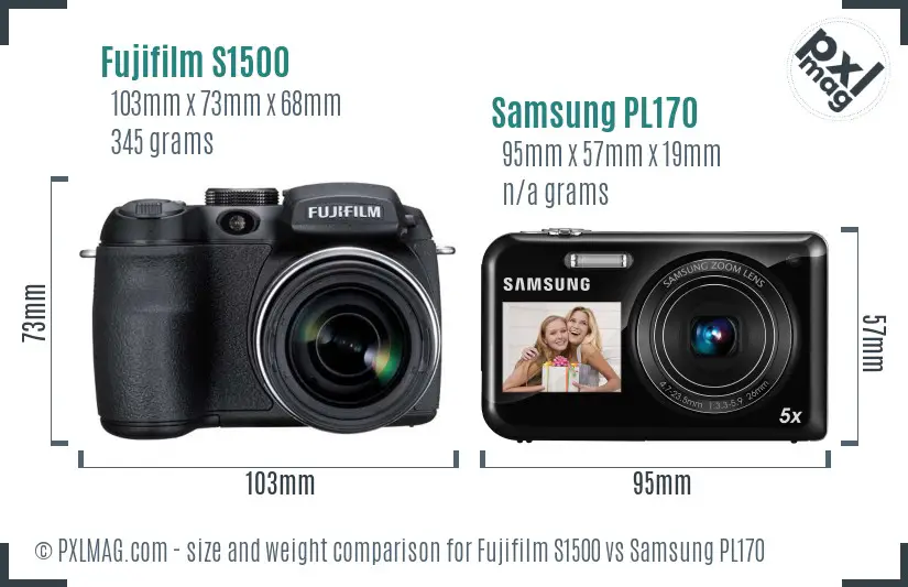 Fujifilm S1500 vs Samsung PL170 size comparison Fujifilm S1500 vs Samsung PL170 size comparison
