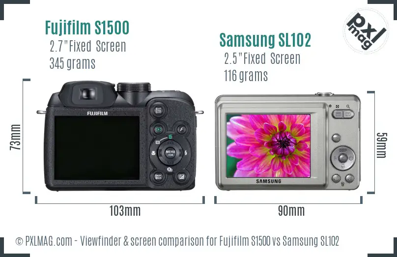 Fujifilm S1500 vs Samsung SL102 Screen and Viewfinder comparison Fujifilm S1500 vs Samsung SL102 Screen and Viewfinder comparison