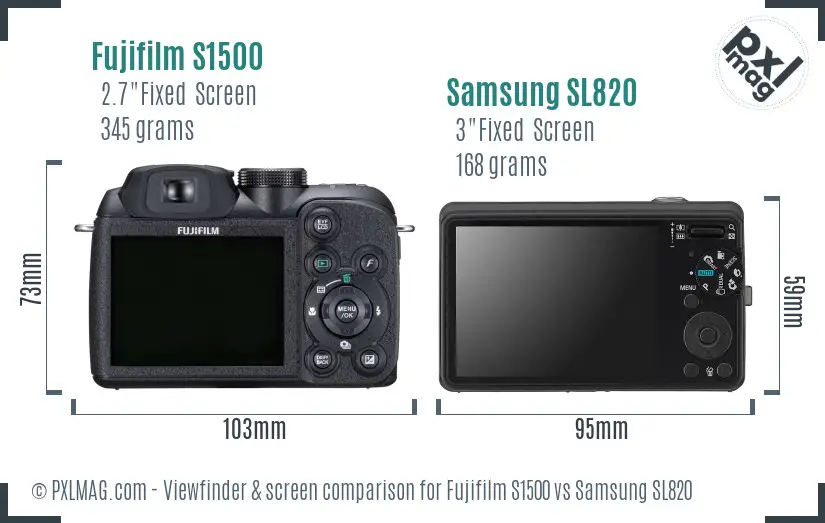 Fujifilm S1500 vs Samsung SL820 Screen and Viewfinder comparison Fujifilm S1500 vs Samsung SL820 Screen and Viewfinder comparison
