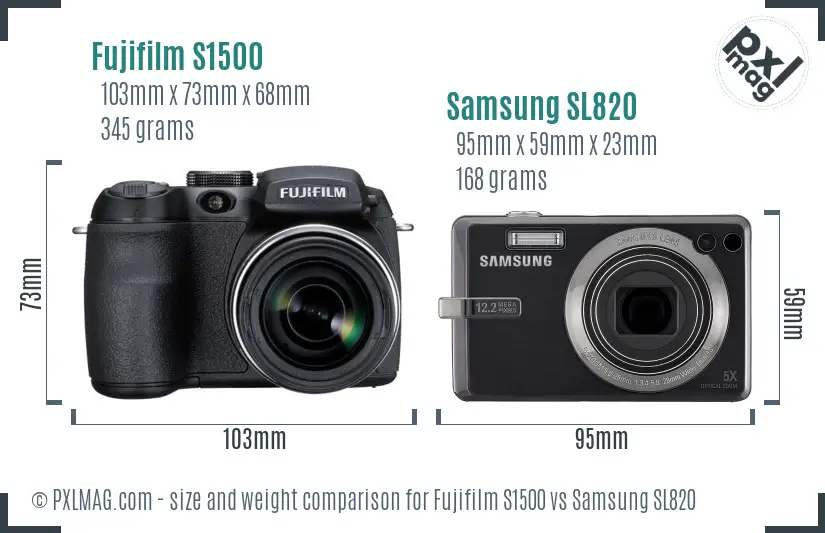Fujifilm S1500 vs Samsung SL820 size comparison Fujifilm S1500 vs Samsung SL820 size comparison