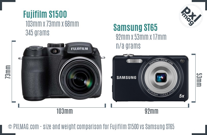 Fujifilm S1500 vs Samsung ST65 size comparison