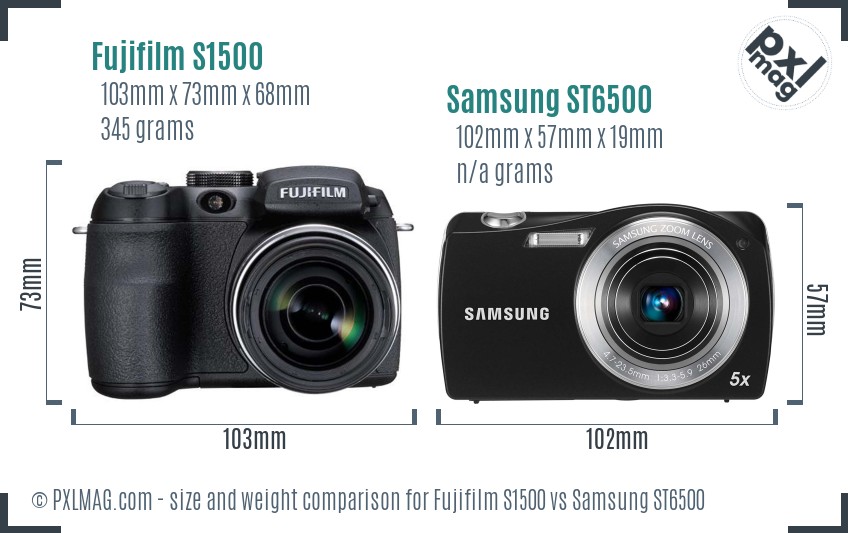 Fujifilm S1500 vs Samsung ST6500 size comparison Fujifilm S1500 vs Samsung ST6500 size comparison