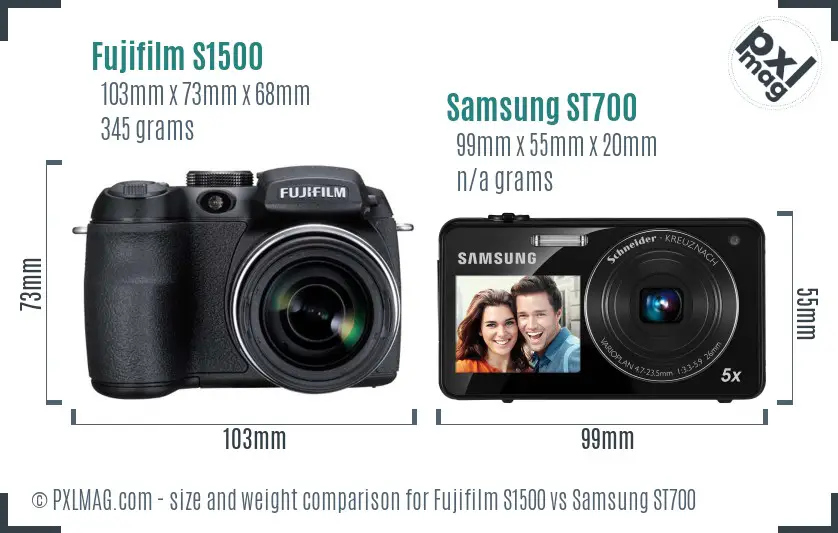 Fujifilm S1500 vs Samsung ST700 size comparison