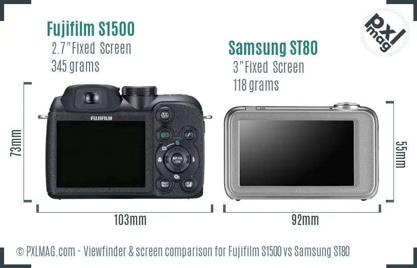 Fujifilm S1500 vs Samsung ST80 Screen and Viewfinder comparison Fujifilm S1500 vs Samsung ST80 Screen and Viewfinder comparison