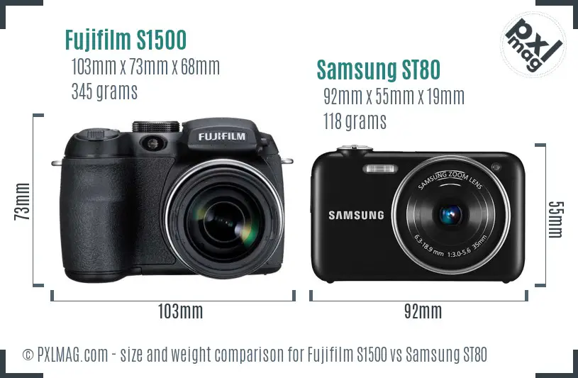 Fujifilm S1500 vs Samsung ST80 size comparison Fujifilm S1500 vs Samsung ST80 size comparison
