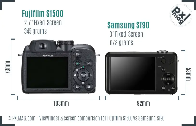 Fujifilm S1500 vs Samsung ST90 Screen and Viewfinder comparison Fujifilm S1500 vs Samsung ST90 Screen and Viewfinder comparison