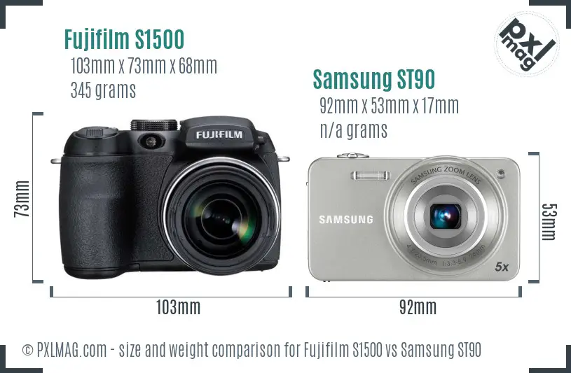 Fujifilm S1500 vs Samsung ST90 size comparison Fujifilm S1500 vs Samsung ST90 size comparison