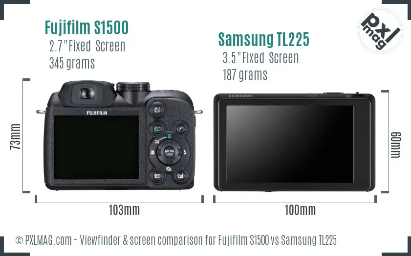 Fujifilm S1500 vs Samsung TL225 Screen and Viewfinder comparison Fujifilm S1500 vs Samsung TL225 Screen and Viewfinder comparison