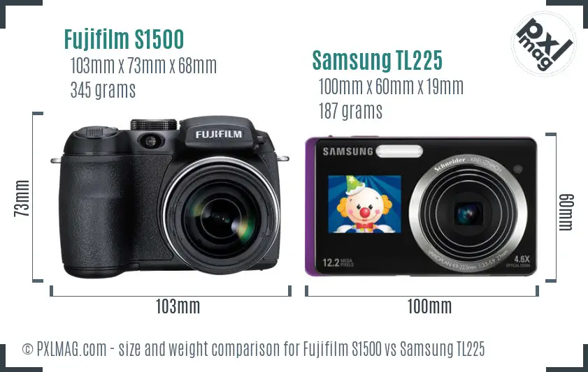 Fujifilm S1500 vs Samsung TL225 size comparison Fujifilm S1500 vs Samsung TL225 size comparison