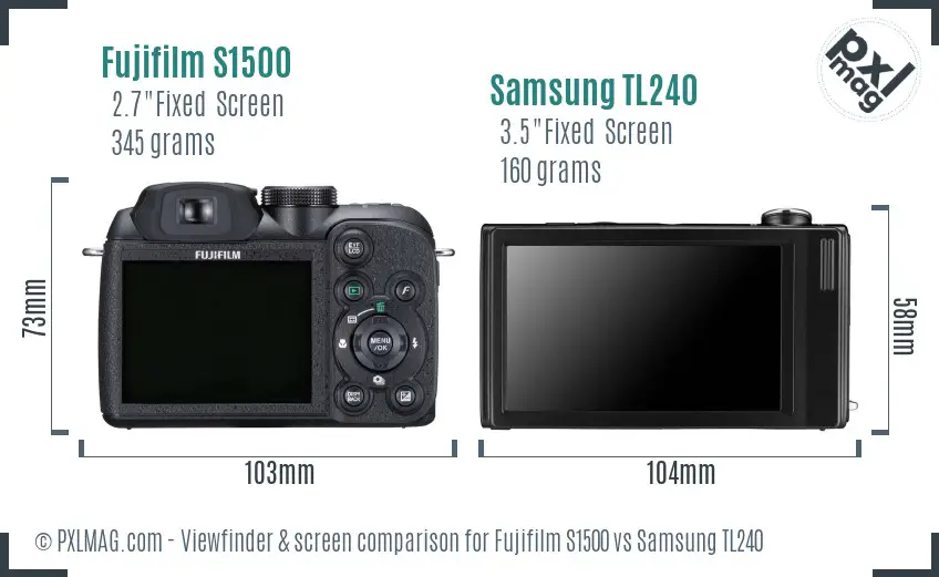 Fujifilm S1500 vs Samsung TL240 Screen and Viewfinder comparison