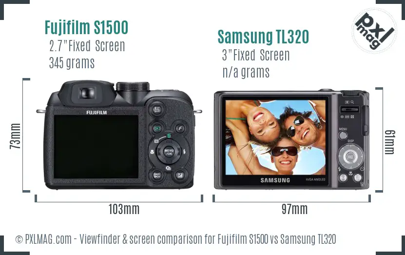 Fujifilm S1500 vs Samsung TL320 Screen and Viewfinder comparison
