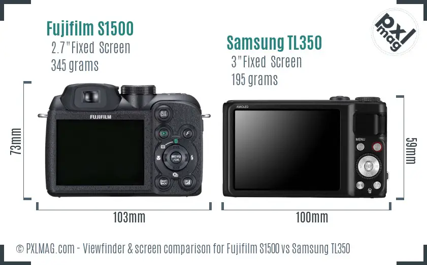 Fujifilm S1500 vs Samsung TL350 Screen and Viewfinder comparison