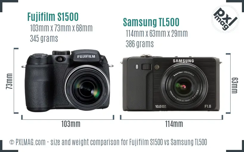 Fujifilm S1500 vs Samsung TL500 size comparison Fujifilm S1500 vs Samsung TL500 size comparison