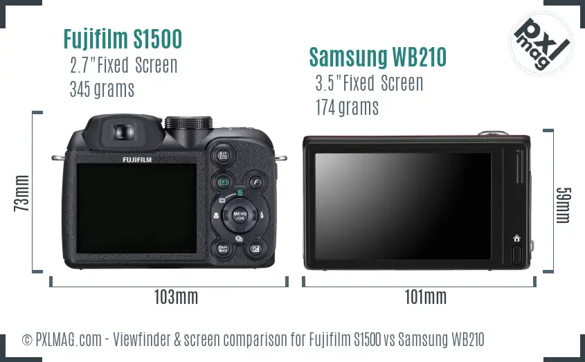 Fujifilm S1500 vs Samsung WB210 Screen and Viewfinder comparison Fujifilm S1500 vs Samsung WB210 Screen and Viewfinder comparison