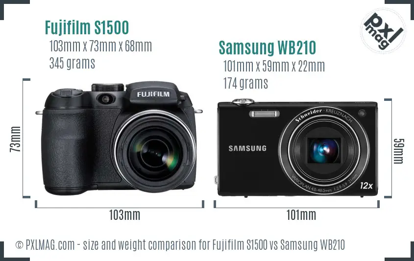 Fujifilm S1500 vs Samsung WB210 size comparison Fujifilm S1500 vs Samsung WB210 size comparison