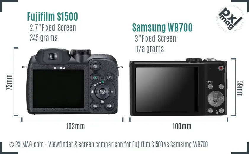 Fujifilm S1500 vs Samsung WB700 Screen and Viewfinder comparison Fujifilm S1500 vs Samsung WB700 Screen and Viewfinder comparison