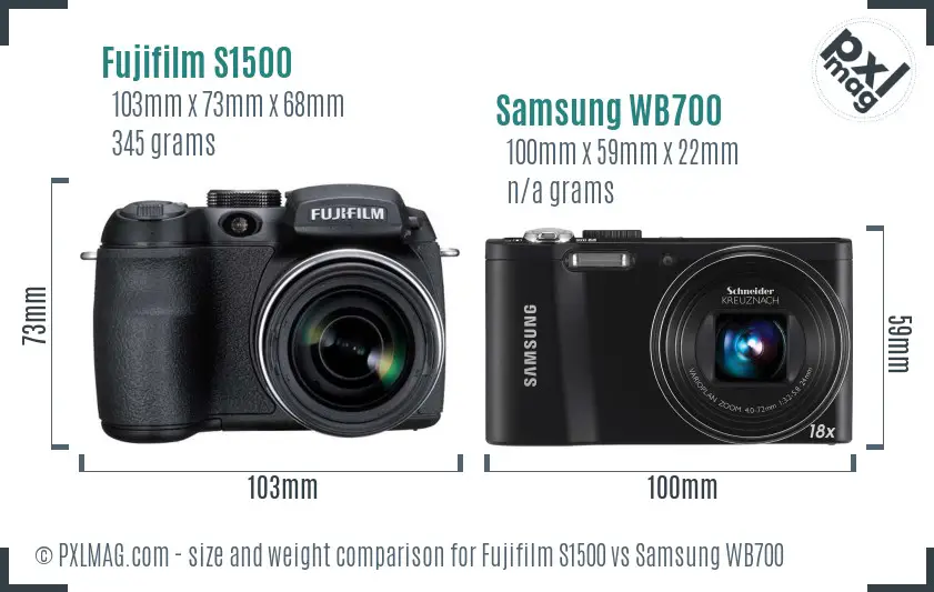 Fujifilm S1500 vs Samsung WB700 size comparison Fujifilm S1500 vs Samsung WB700 size comparison