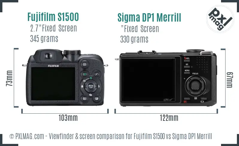 Fujifilm S1500 vs Sigma DP1 Merrill Screen and Viewfinder comparison