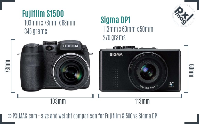 Fujifilm S1500 vs Sigma DP1 size comparison Fujifilm S1500 vs Sigma DP1 size comparison