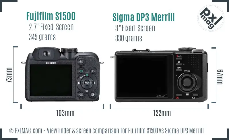 Fujifilm S1500 vs Sigma DP3 Merrill Screen and Viewfinder comparison Fujifilm S1500 vs Sigma DP3 Merrill Screen and Viewfinder comparison