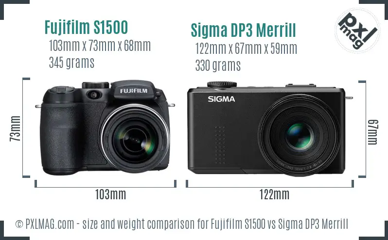 Fujifilm S1500 vs Sigma DP3 Merrill size comparison Fujifilm S1500 vs Sigma DP3 Merrill size comparison