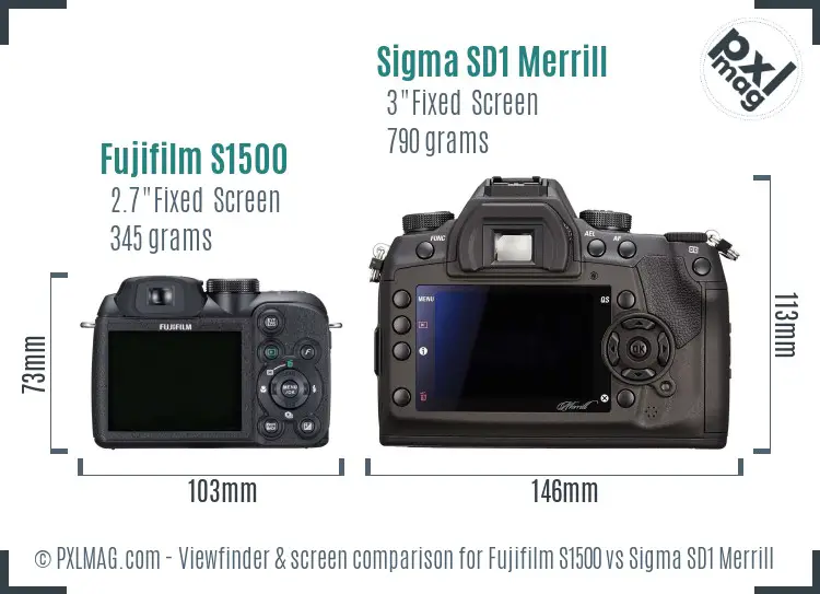 Fujifilm S1500 vs Sigma SD1 Merrill Screen and Viewfinder comparison
