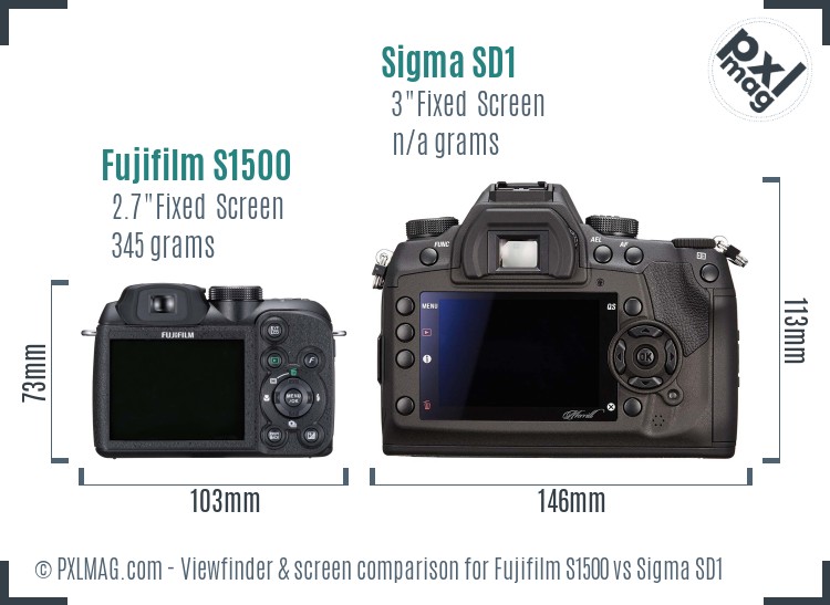 Fujifilm S1500 vs Sigma SD1 Screen and Viewfinder comparison
