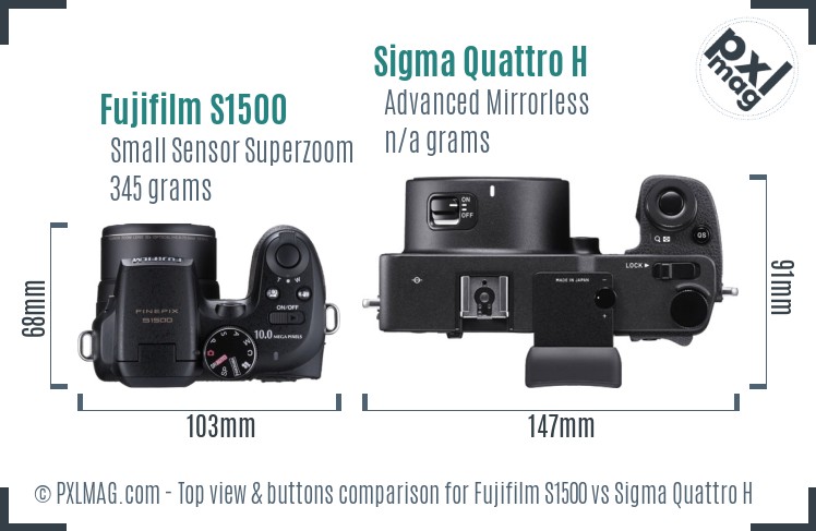 Fujifilm S1500 vs Sigma Quattro H top view buttons comparison