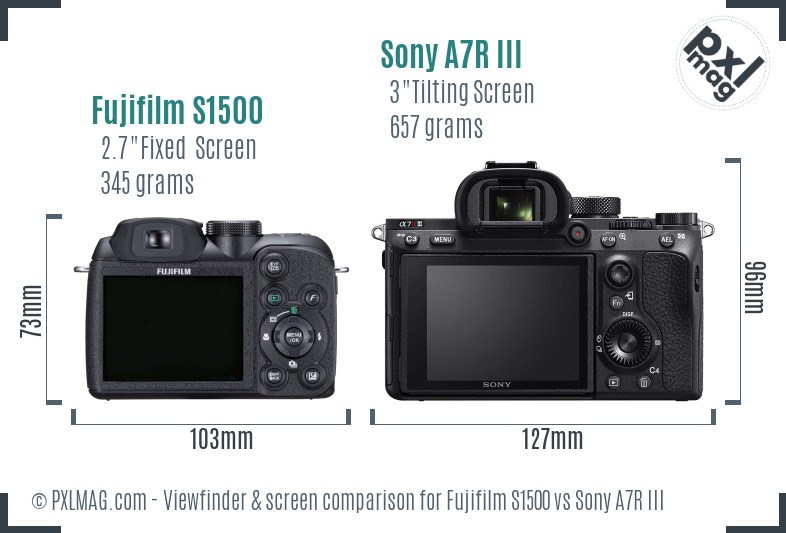 Fujifilm S1500 vs Sony A7R III Screen and Viewfinder comparison
