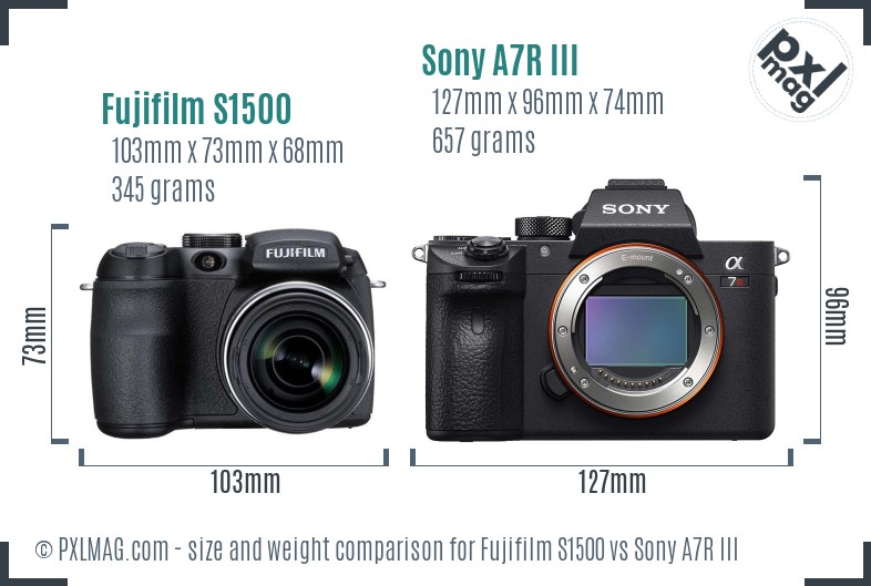 Fujifilm S1500 vs Sony A7R III size comparison Fujifilm S1500 vs Sony A7R III size comparison