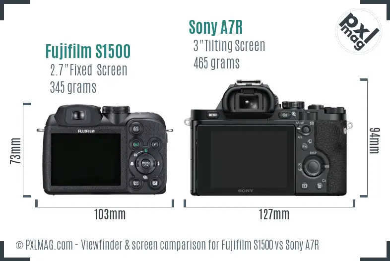 Fujifilm S1500 vs Sony A7R Screen and Viewfinder comparison