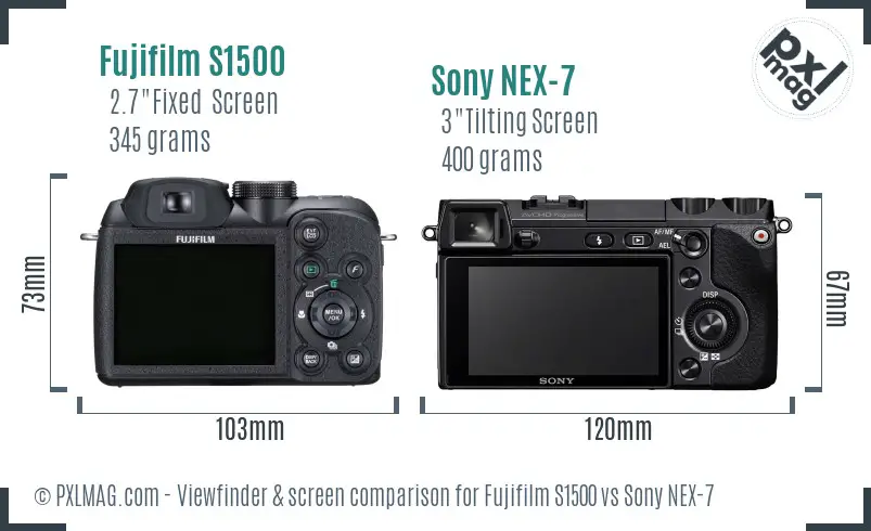 Fujifilm S1500 vs Sony NEX-7 Screen and Viewfinder comparison