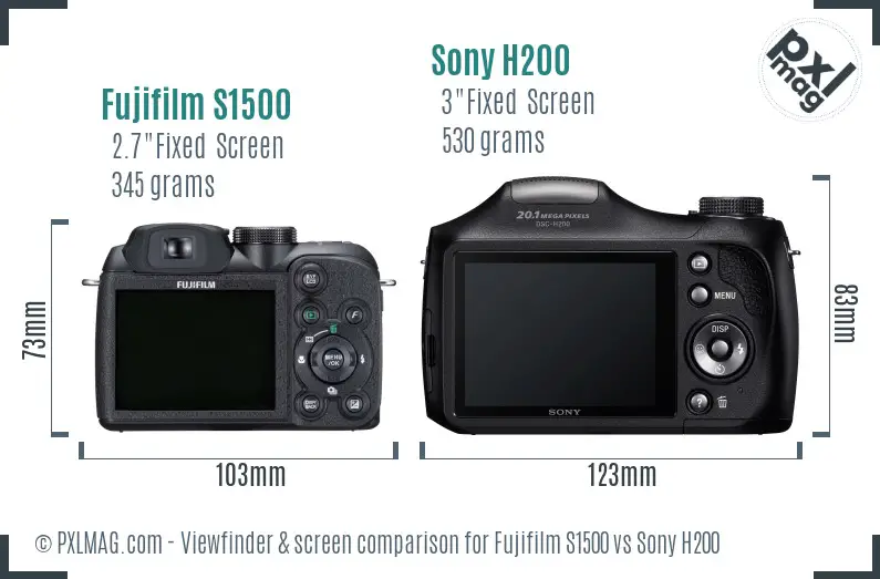 Fujifilm S1500 vs Sony H200 Screen and Viewfinder comparison Fujifilm S1500 vs Sony H200 Screen and Viewfinder comparison