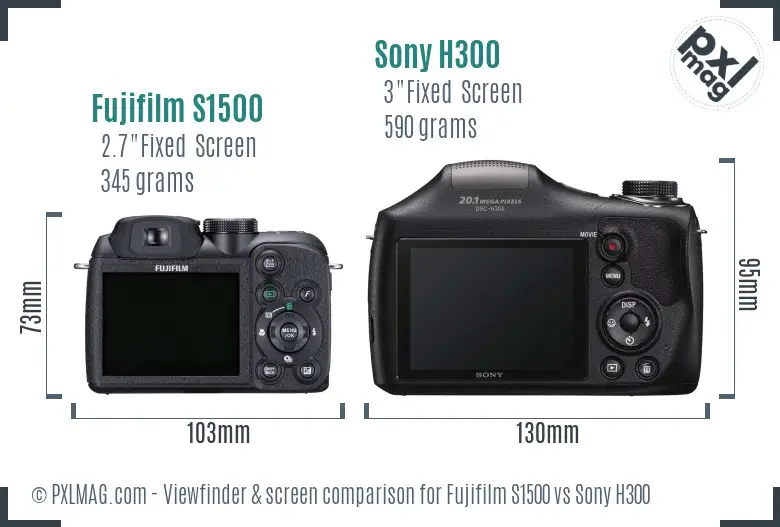 Fujifilm S1500 vs Sony H300 Screen and Viewfinder comparison