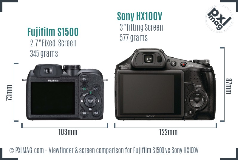 Fujifilm S1500 vs Sony HX100V Screen and Viewfinder comparison