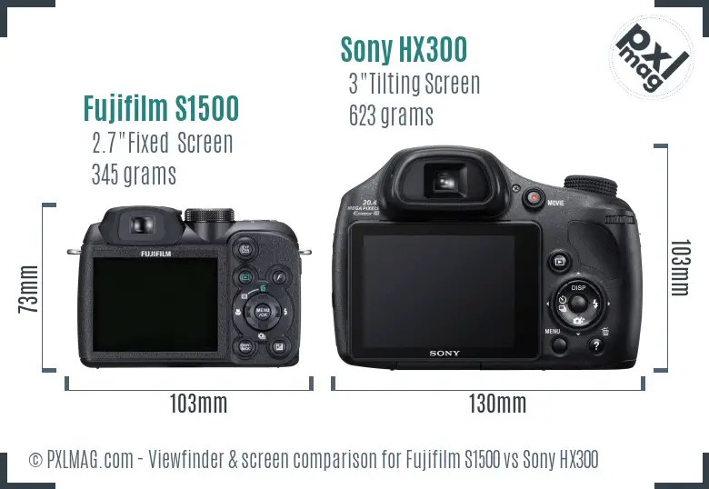 Fujifilm S1500 vs Sony HX300 Screen and Viewfinder comparison