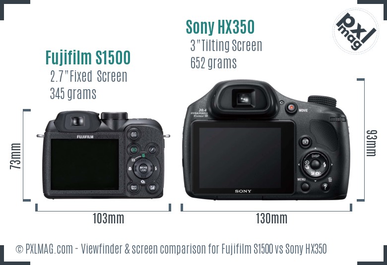 Fujifilm S1500 vs Sony HX350 Screen and Viewfinder comparison