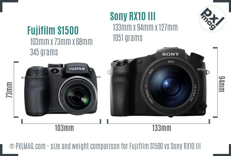 Fujifilm S1500 vs Sony RX10 III size comparison Fujifilm S1500 vs Sony RX10 III size comparison