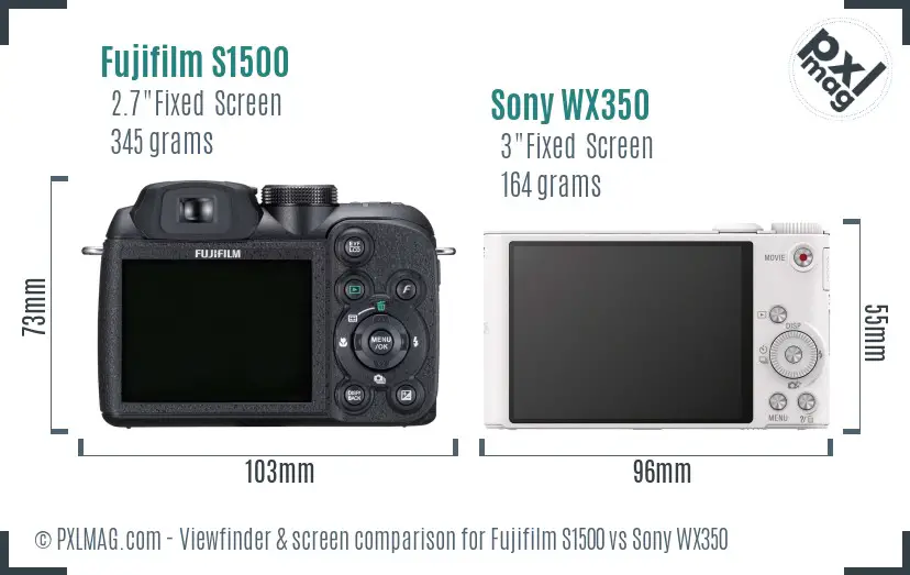Fujifilm S1500 vs Sony WX350 Screen and Viewfinder comparison Fujifilm S1500 vs Sony WX350 Screen and Viewfinder comparison