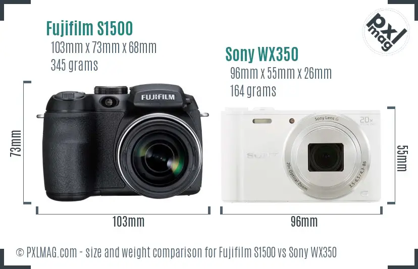 Fujifilm S1500 vs Sony WX350 size comparison Fujifilm S1500 vs Sony WX350 size comparison