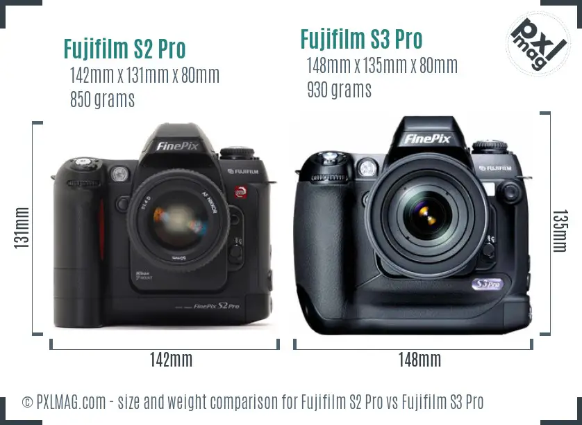 Fujifilm S2 Pro vs Fujifilm S3 Pro size comparison