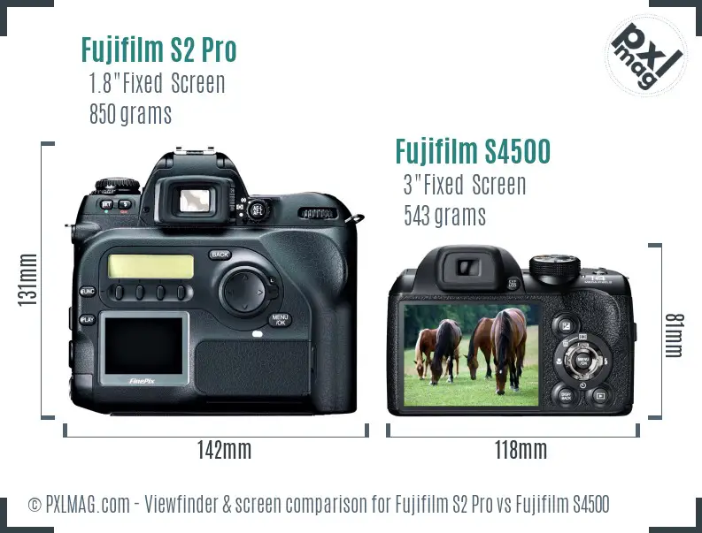 Fujifilm S2 Pro vs Fujifilm S4500 Screen and Viewfinder comparison Fujifilm S2 Pro vs Fujifilm S4500 Screen and Viewfinder comparison