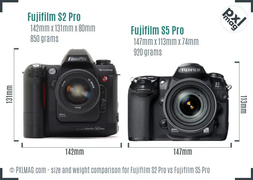 Fujifilm S2 Pro vs Fujifilm S5 Pro size comparison