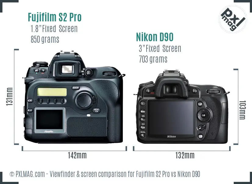 Fujifilm S2 Pro vs Nikon D90 Screen and Viewfinder comparison Fujifilm S2 Pro vs Nikon D90 Screen and Viewfinder comparison