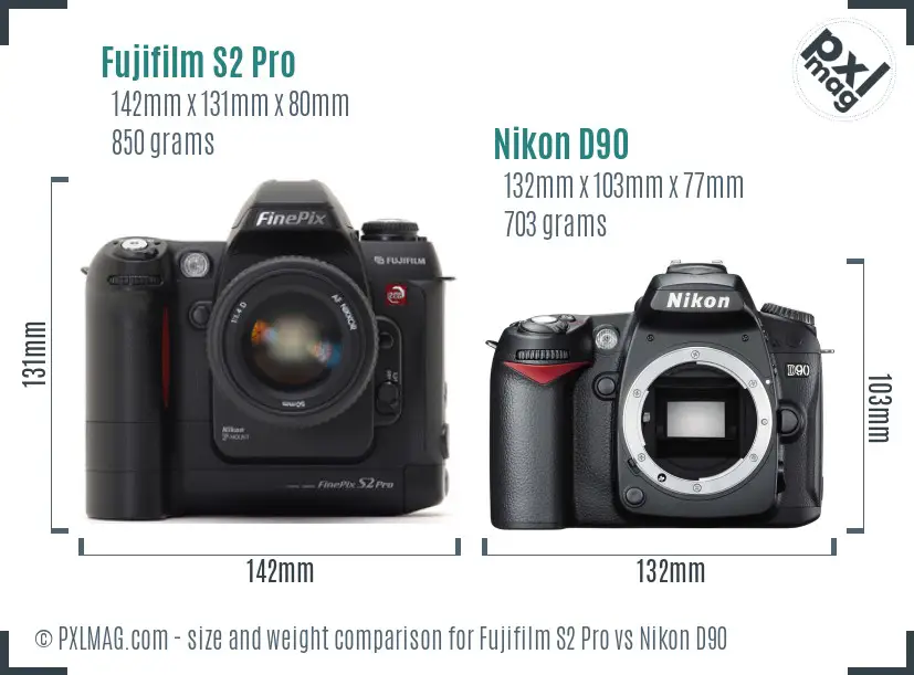 Fujifilm S2 Pro vs Nikon D90 size comparison Fujifilm S2 Pro vs Nikon D90 size comparison