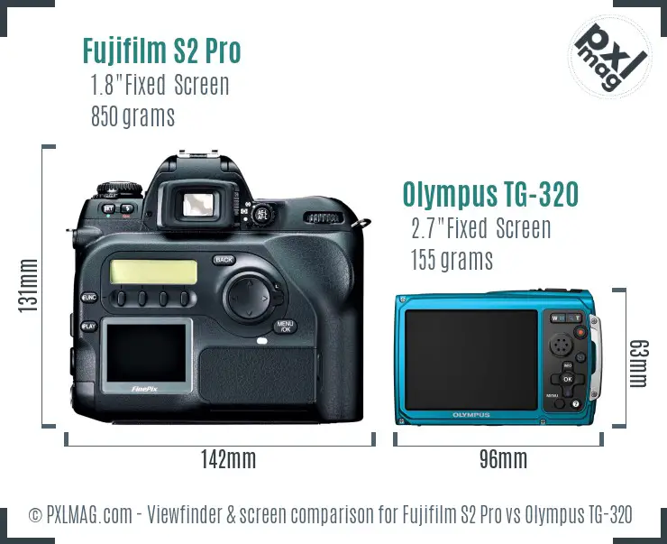 Fujifilm S2 Pro vs Olympus TG-320 Screen and Viewfinder comparison