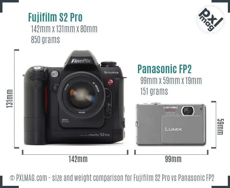 Fujifilm S2 Pro vs Panasonic FP2 size comparison